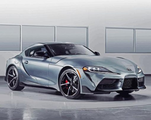 Grey Toyota Supra Car paint by numbers