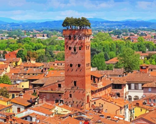 Guinigi Tower Lucca paint by numbers