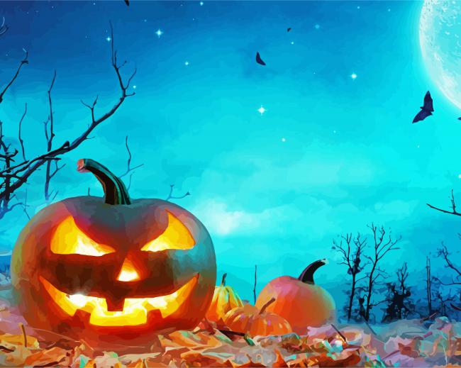 Halloween Full Moon paint by numbers