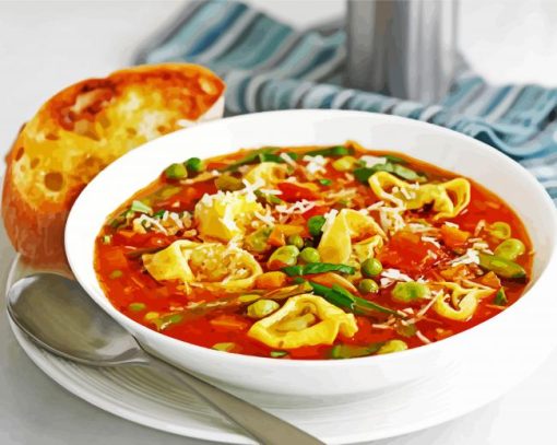 Healthy Pasta Soup paint by numbers