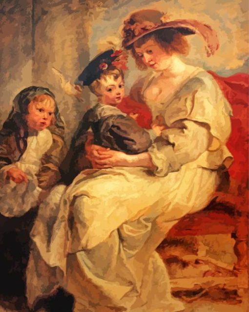 Helena Fourment with Children by Rubens paint by numbers