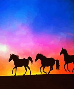 Horses Herd Silhouette Paint By Number