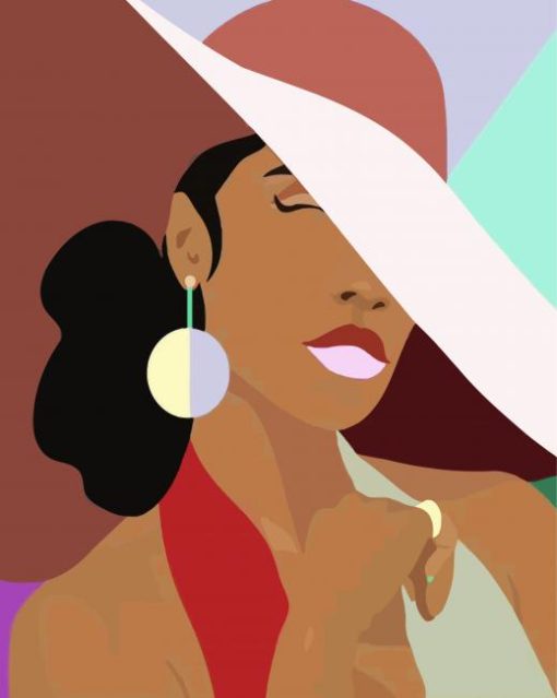 Illustration African Girl In Hat Paint By Number