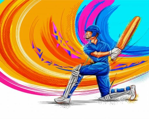 Illustration Cricket paint by numbers