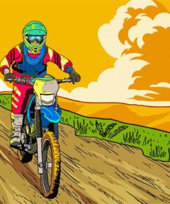 Illustration Dirt Bike Driver Paint By Number