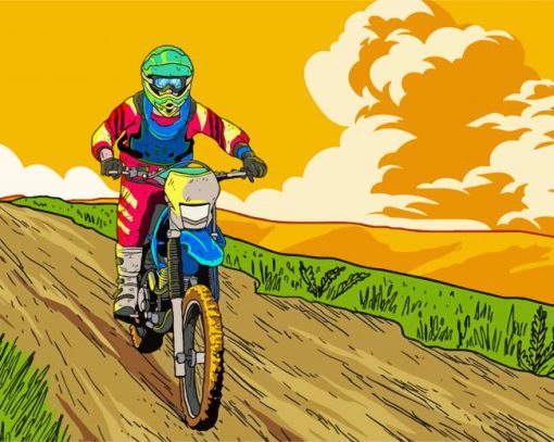 Illustration Dirt Bike Driver Paint By Number