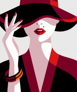 Illustration Lady In Hat paint by numbers