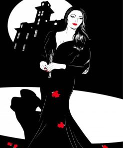 Illustration Morticia Addams Art paint by numbers
