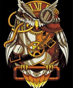 Steampunk Owl Illustration Paint By Number
