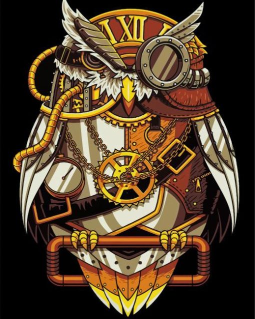 Steampunk Owl Illustration Paint By Number