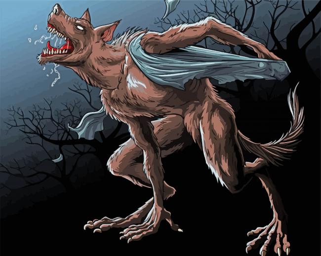 Illustration Werewolf Paint By Numbers - PaintingByNumbersKit.COM