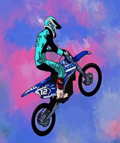 The Motocross Biker Performing A Jump Paint By Number