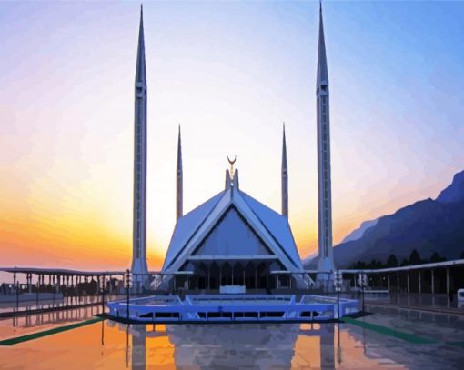 Islamabad Faisal Mosque paint by numbers