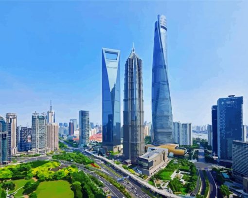 Jin Mao Tower Shanghai paint by numbers