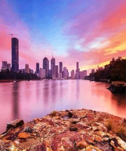 Kangaroo Point Brisbane View At Sunset Paint By Number