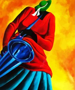 Colorful Lady Sax Player Paint By Number