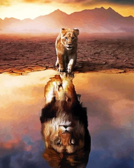 Lion Cub Reflection Paint By Number