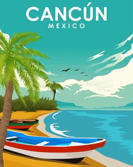 Mexico Cancun Poster Paint By Number
