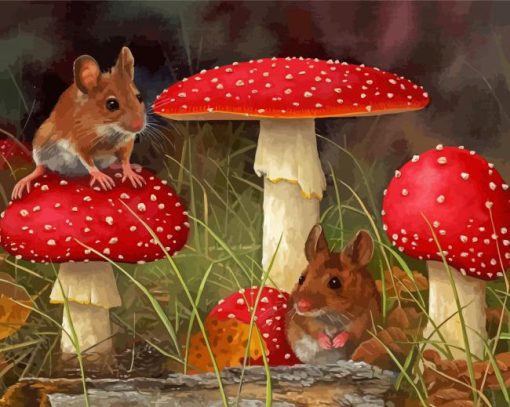 Mice and Toadstools paint by numbers