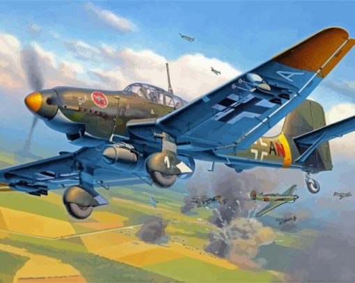 Military Stuka Plane paint by numbers