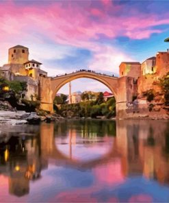 Mostar City at Sunset paint by numbers