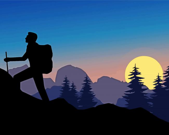 Mountains Climber Silhouette paint by numbers