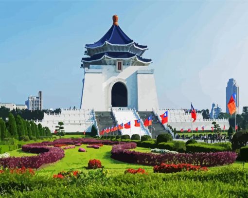 National Chiang Kai shek Memorial Hall Taipei Taiwan paint by numbers
