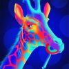 Neon Giraffe Eating Lollipop paint by numbers