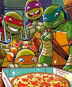 Ninja Turtles Eating Pizza paint by numbers
