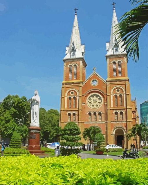 Notre Dame Cathedral of Saigon Vietnam paint by numbers