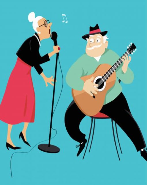 Old Couple Singing Paint By Number