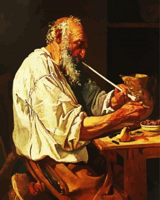 Old Man Smoking Pipe paint by numbers