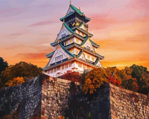 Osaka Castle paint by numbers