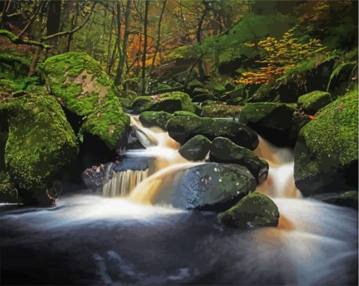 Padley Gorge Sheffield paint by numbers