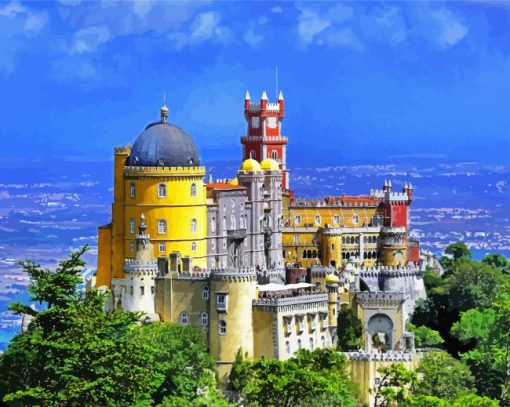 Park and National Palace of Pena Sintra paint by numbers