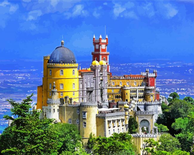 Park and National Palace of Pena Sintra paint by numbers