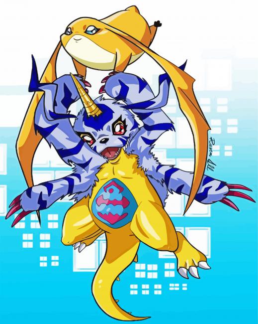 Digimon Patamon And Gabumon Paint By Number