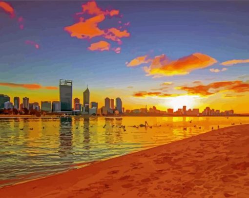 Perth City At Sunset paint by numbers