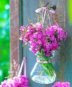 Phlox In Glass Vase Paint By Number