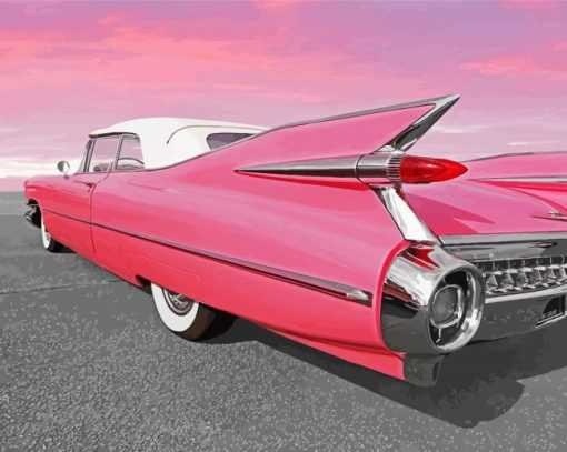 Pink Cadilac Car paint by numbers