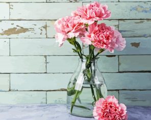 Pink Carnations Glass Vase paint by numbers