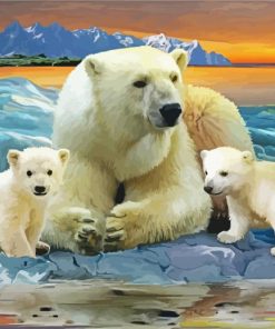 Polar Bear Family paint by numbers