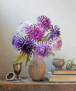 Purple Chrysanthemum Vase paint by numbers