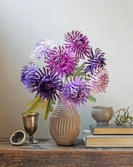 Purple Chrysanthemum Vase paint by numbers