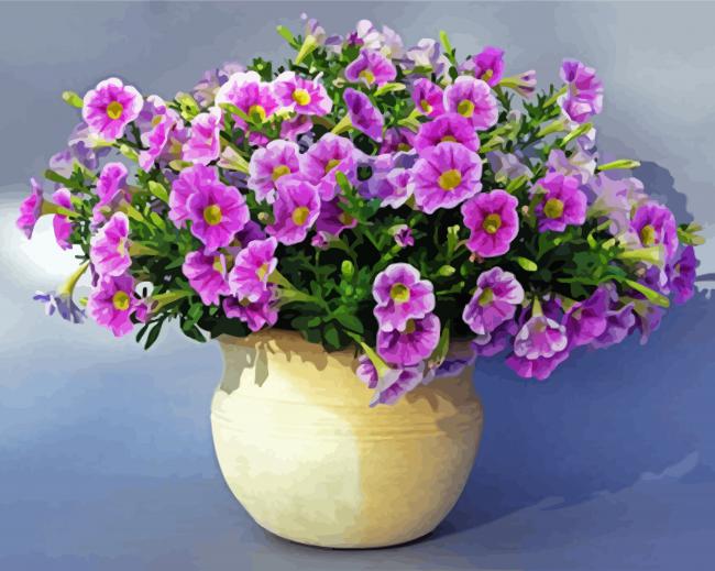 Purple Petunia Vase paint by numbers