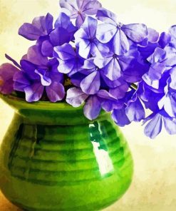 Purple Phlox In Green Vase Paint By Number