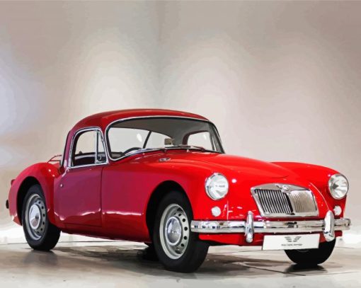 Red Classic MG Car Paint By Number