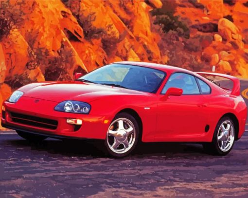 Red Classic Toyota Supra paint by numbers