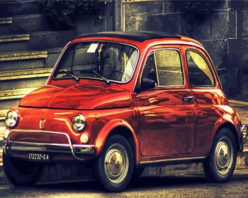 Red Vintage Fiat Car paint by numbers