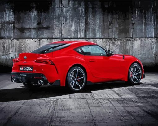 Red Toyota Supra Car paint by numbers